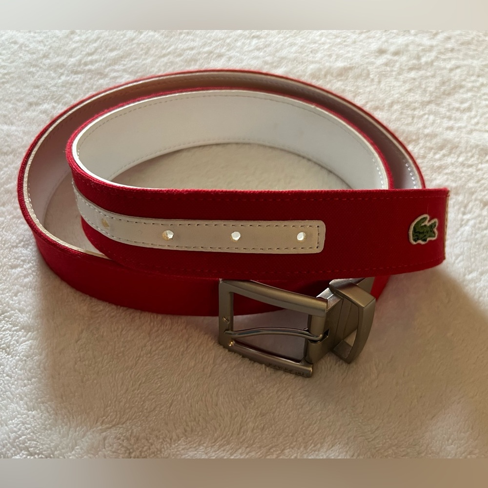 Lacoste Reversible Red/White Belt - Size 36